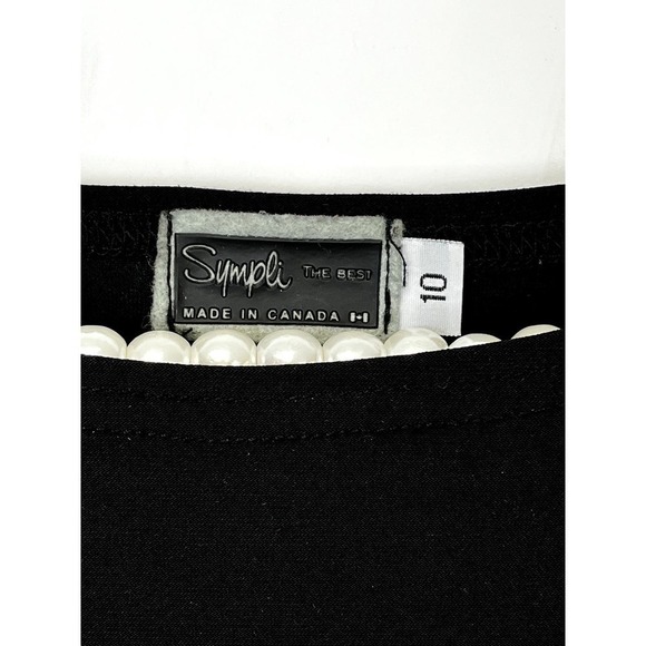 Sympli Black 3/4 Sleeve Polyester Blend Boat Neck Top SZ 10 - Picture 6 of 7